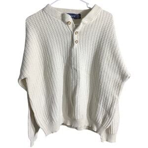 John Weitz Ivory Knit Sweater Men’s L 100% Cotton — Classic, Minimalist, Casual